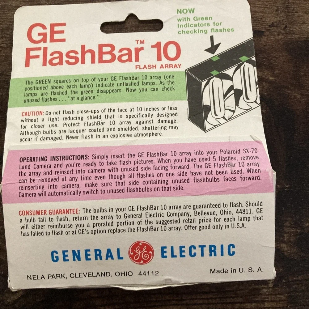 GE General Electric FlashBar 10 for Polaroid SX-70 Land Cameras – Vintage Flash